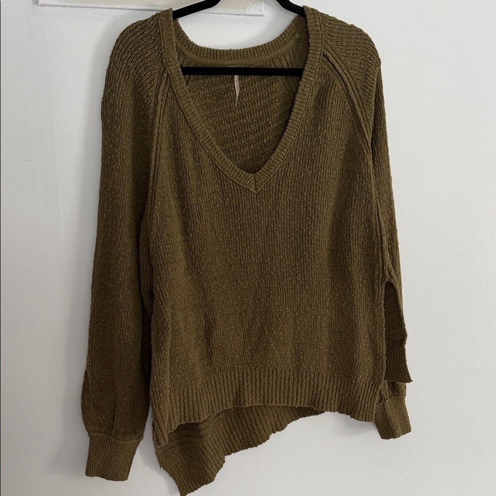 Olive V-Neck Women's Sweater